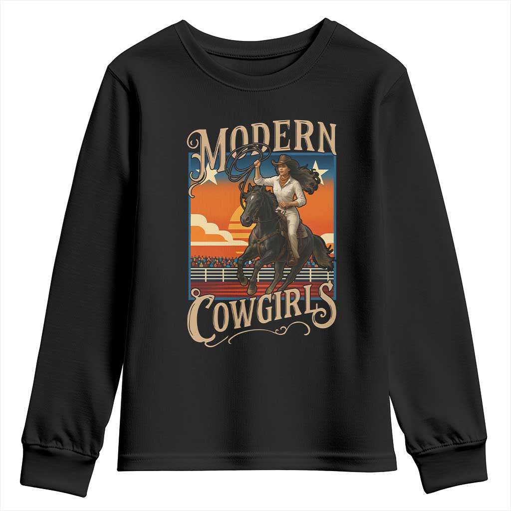 Modern Cowgirls Youth Sweatshirt American Woman Western Rodeo - Wonder Print Shop