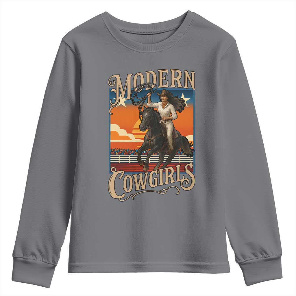 Modern Cowgirls Youth Sweatshirt American Woman Western Rodeo - Wonder Print Shop