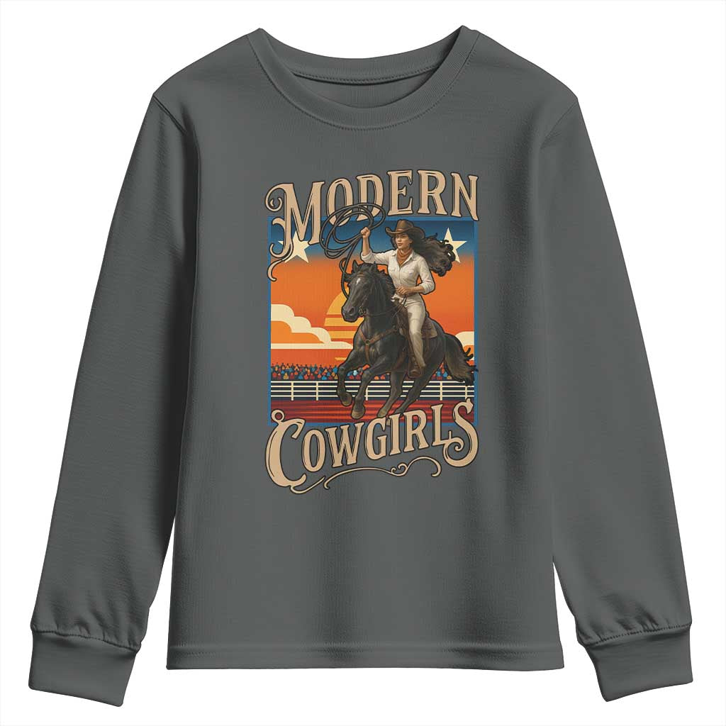 Modern Cowgirls Youth Sweatshirt American Woman Western Rodeo - Wonder Print Shop