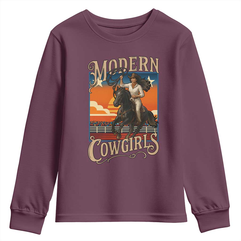 Modern Cowgirls Youth Sweatshirt American Woman Western Rodeo - Wonder Print Shop