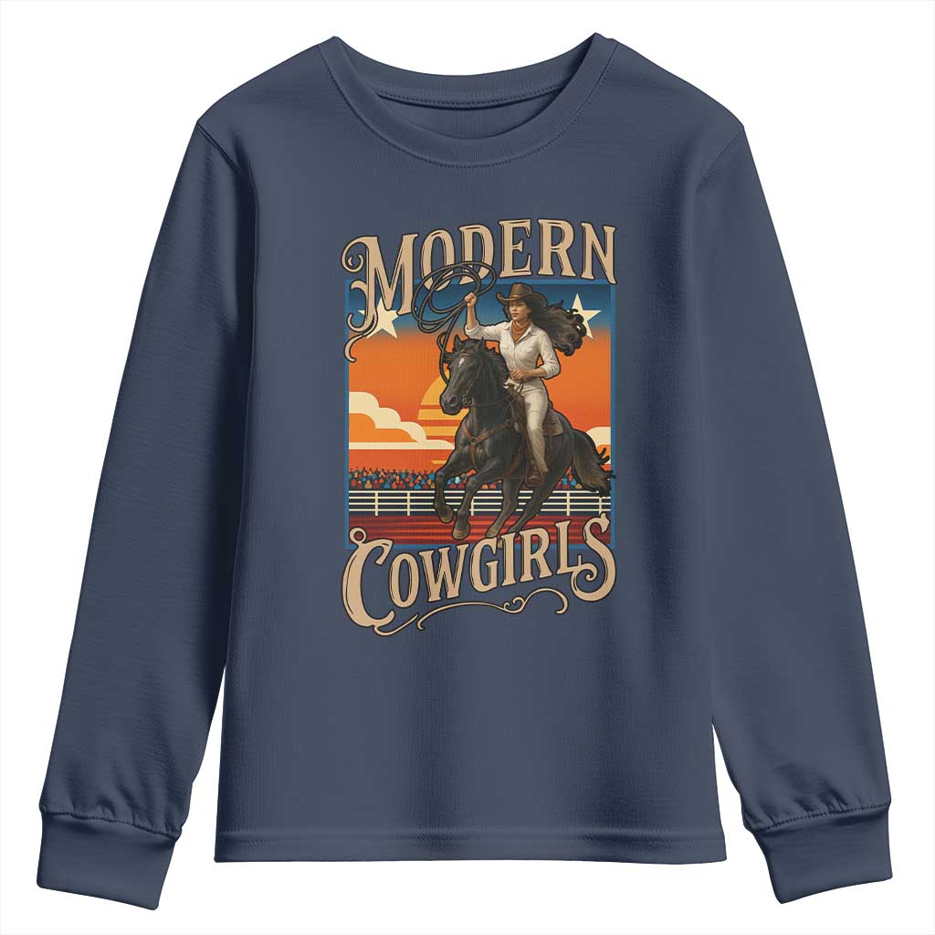 Modern Cowgirls Youth Sweatshirt American Woman Western Rodeo - Wonder Print Shop