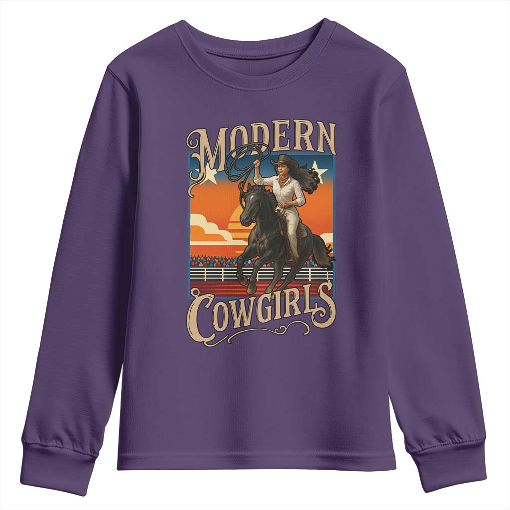 Modern Cowgirls Youth Sweatshirt American Woman Western Rodeo - Wonder Print Shop