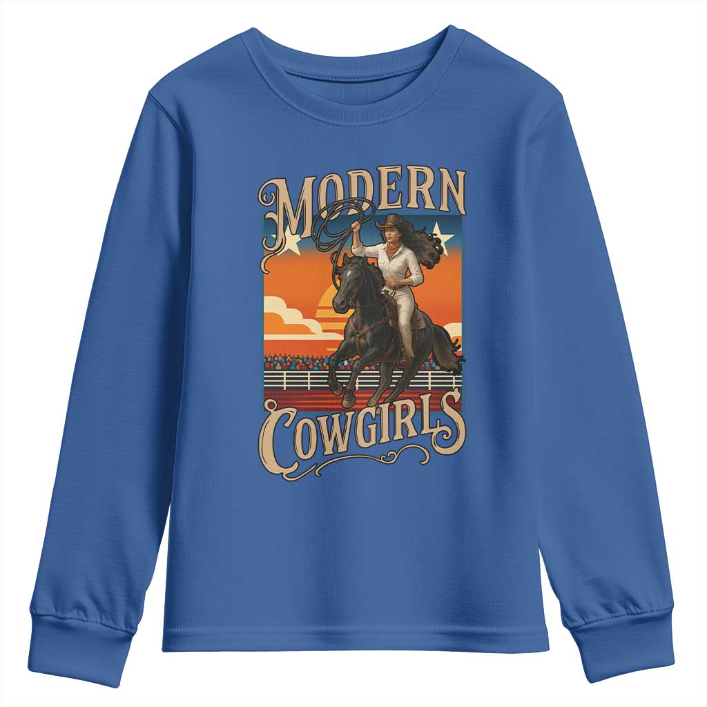 Modern Cowgirls Youth Sweatshirt American Woman Western Rodeo - Wonder Print Shop
