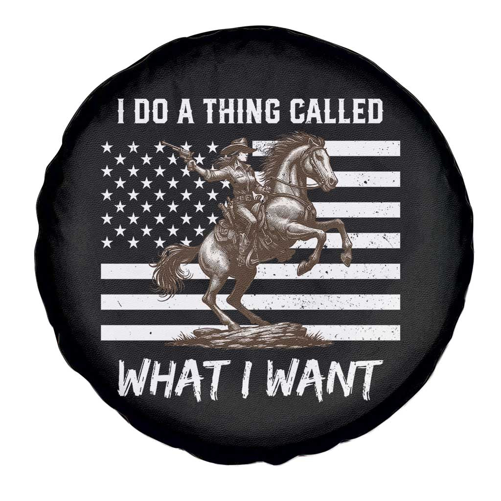 Patriotic Cowgirl Spare Tire Cover I Do A Thing Called What I Want American Flag - Wonder Print Shop