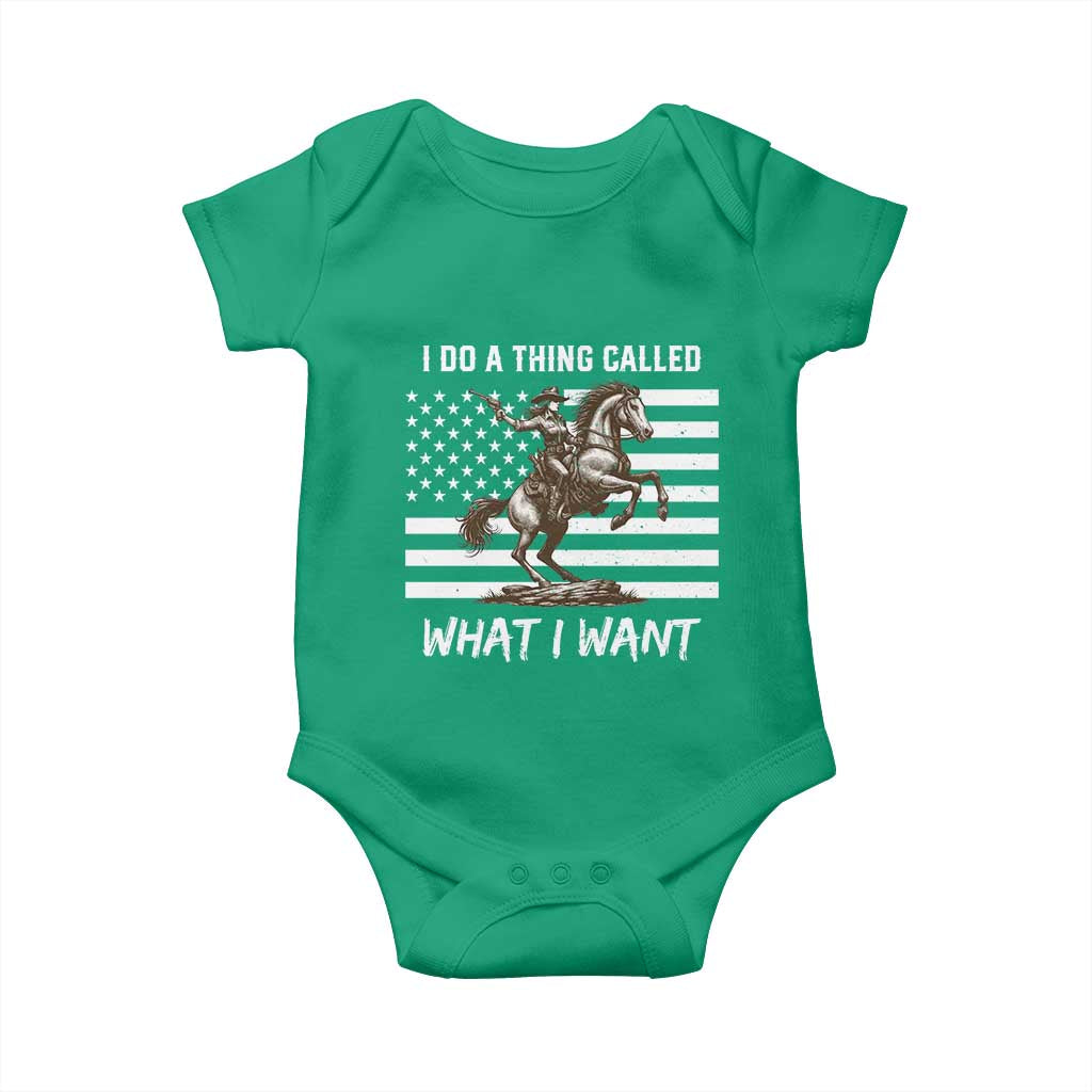 Patriotic Cowgirl Baby Onesie I Do A Thing Called What I Want American Flag - Wonder Print Shop