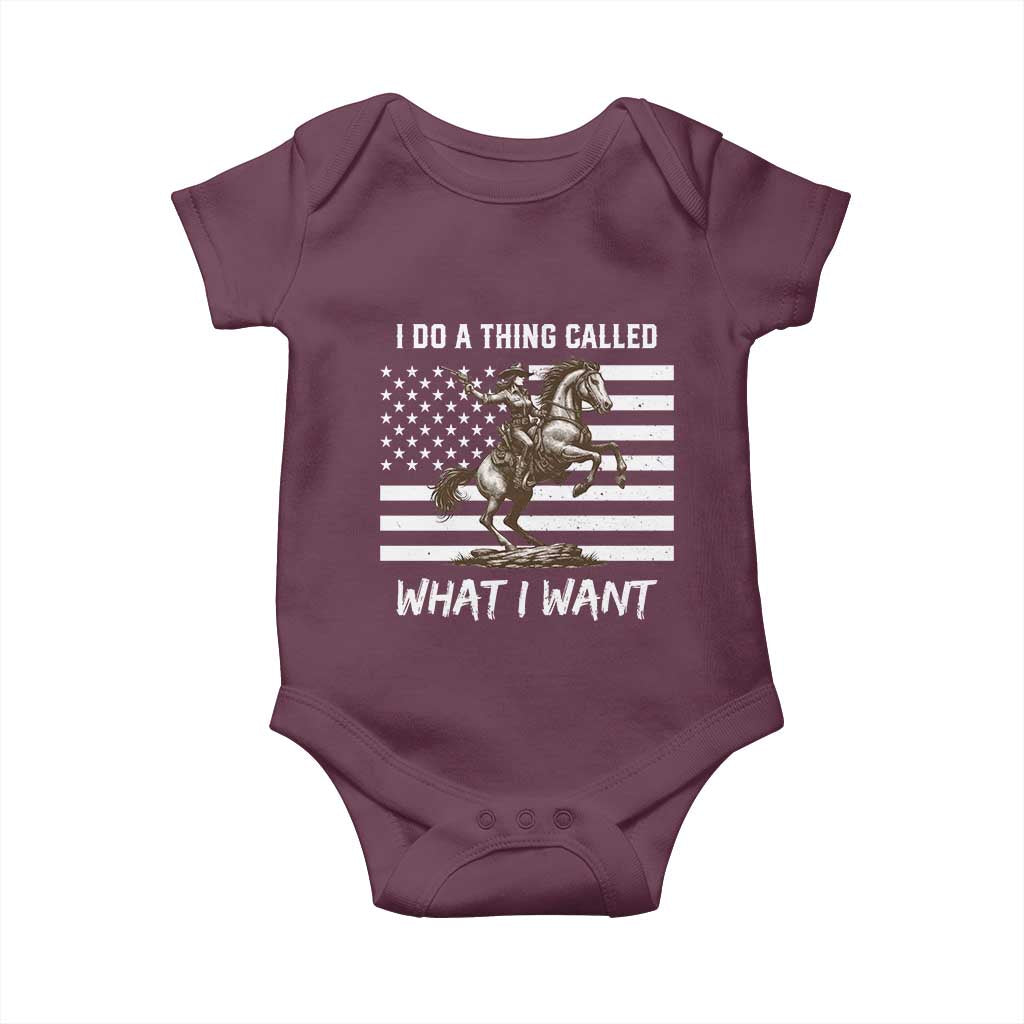 Patriotic Cowgirl Baby Onesie I Do A Thing Called What I Want American Flag - Wonder Print Shop