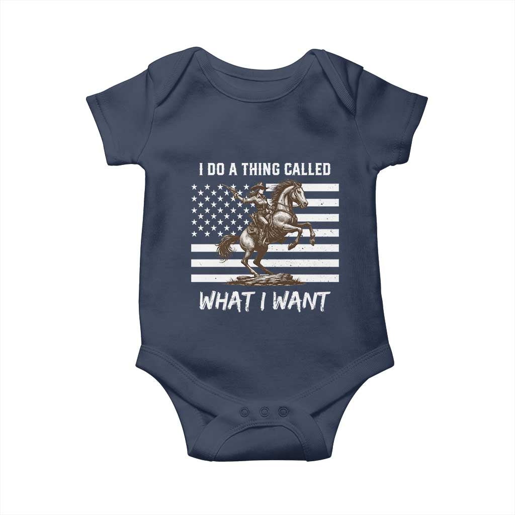 Patriotic Cowgirl Baby Onesie I Do A Thing Called What I Want American Flag - Wonder Print Shop