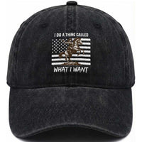 Patriotic Cowgirl Washed Cotton Baseball Cap I Do A Thing Called What I Want American Flag