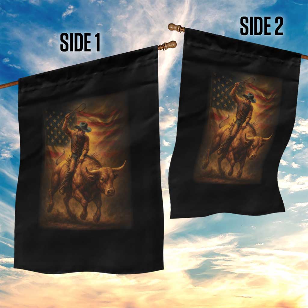 Patriotic Cowboy Garden Flag American Bucking Bull Rider USA Rodeo Art - Wonder Print Shop