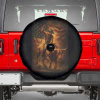 Patriotic Cowboy Spare Tire Cover American Bucking Bull Rider USA Rodeo Art - Wonder Print Shop