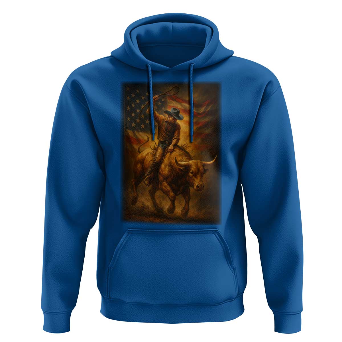 Patriotic Cowboy Hoodie American Bucking Bull Rider USA Rodeo Art - Wonder Print Shop