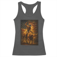 Patriotic Cowboy Racerback Tank Top American Bucking Bull Rider USA Rodeo Art - Wonder Print Shop