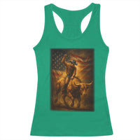 Patriotic Cowboy Racerback Tank Top American Bucking Bull Rider USA Rodeo Art - Wonder Print Shop