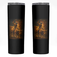 Patriotic Cowboy Skinny Tumbler American Bucking Bull Rider USA Rodeo Art