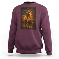 Patriotic Cowboy Sweatshirt American Bucking Bull Rider USA Rodeo Art - Wonder Print Shop