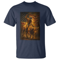 Patriotic Cowboy T Shirt American Bucking Bull Rider USA Rodeo Art - Wonder Print Shop