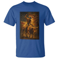 Patriotic Cowboy T Shirt American Bucking Bull Rider USA Rodeo Art - Wonder Print Shop