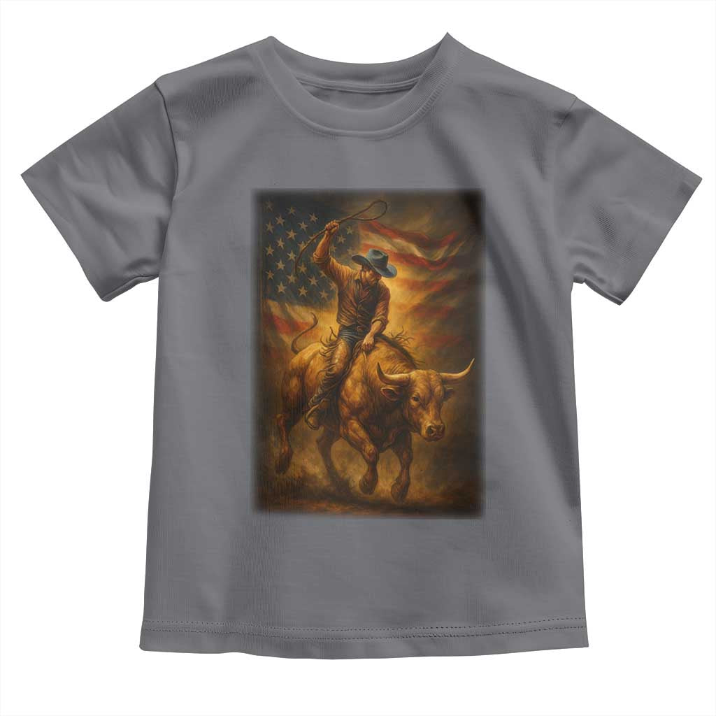 Patriotic Cowboy Toddler T Shirt American Bucking Bull Rider USA Rodeo Art - Wonder Print Shop