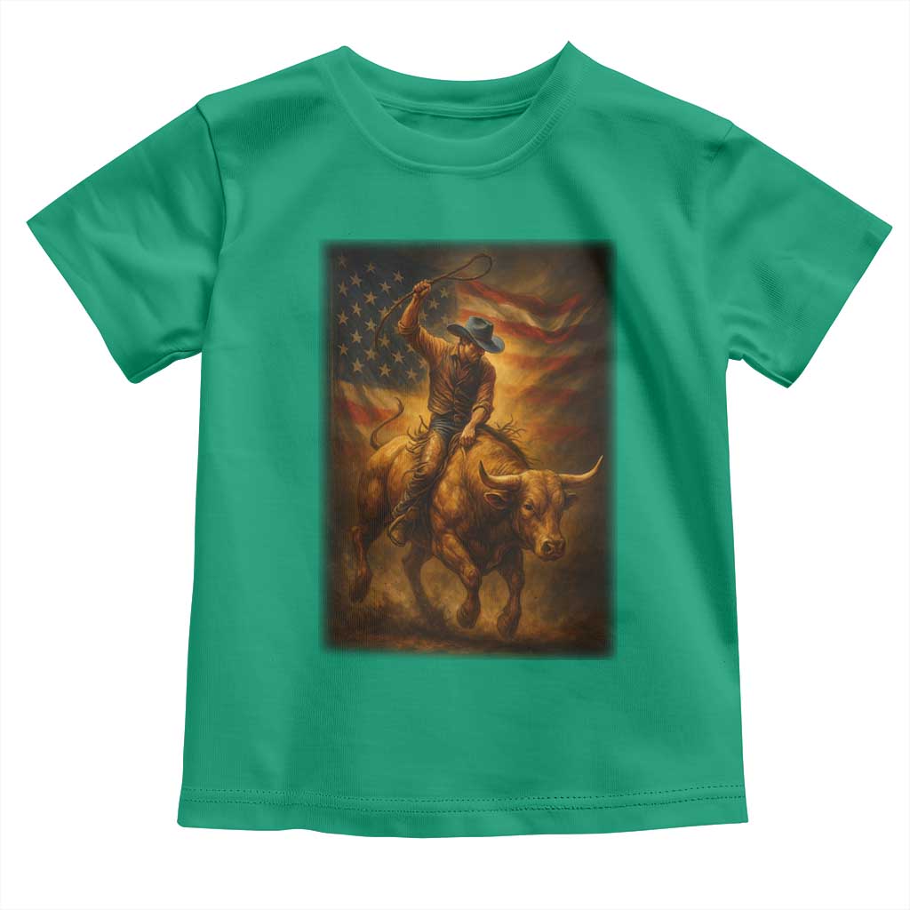 Patriotic Cowboy Toddler T Shirt American Bucking Bull Rider USA Rodeo Art - Wonder Print Shop