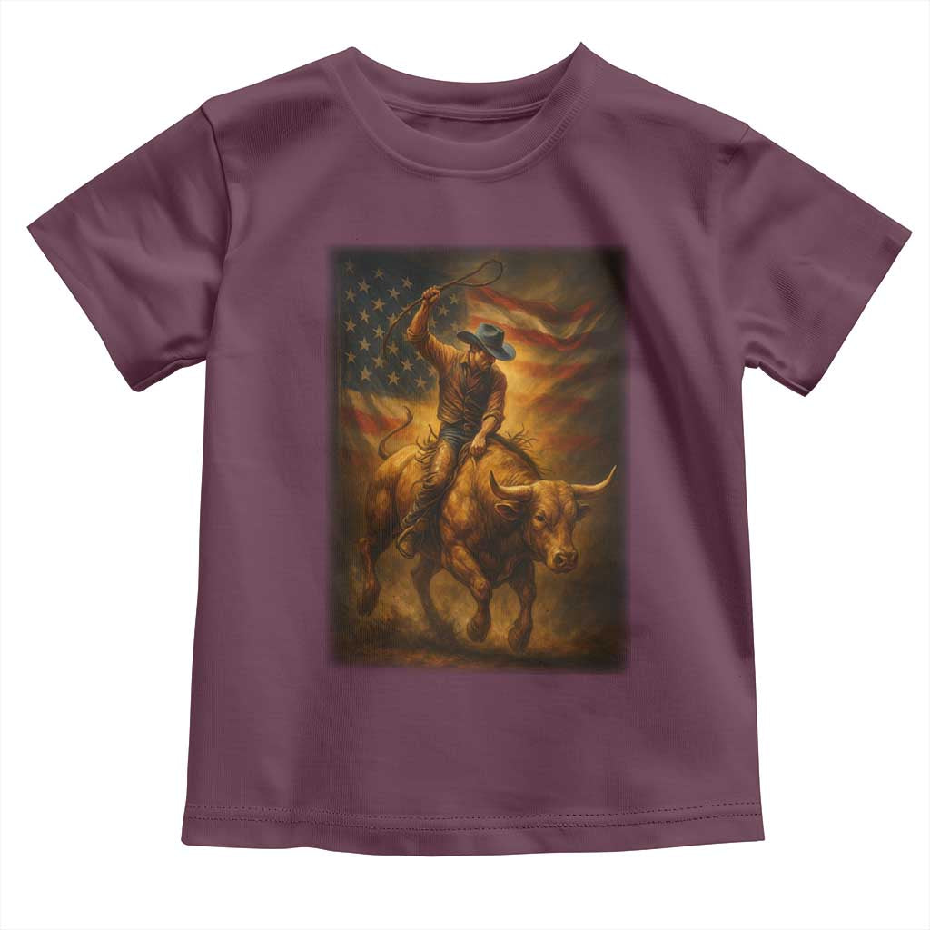 Patriotic Cowboy Toddler T Shirt American Bucking Bull Rider USA Rodeo Art - Wonder Print Shop