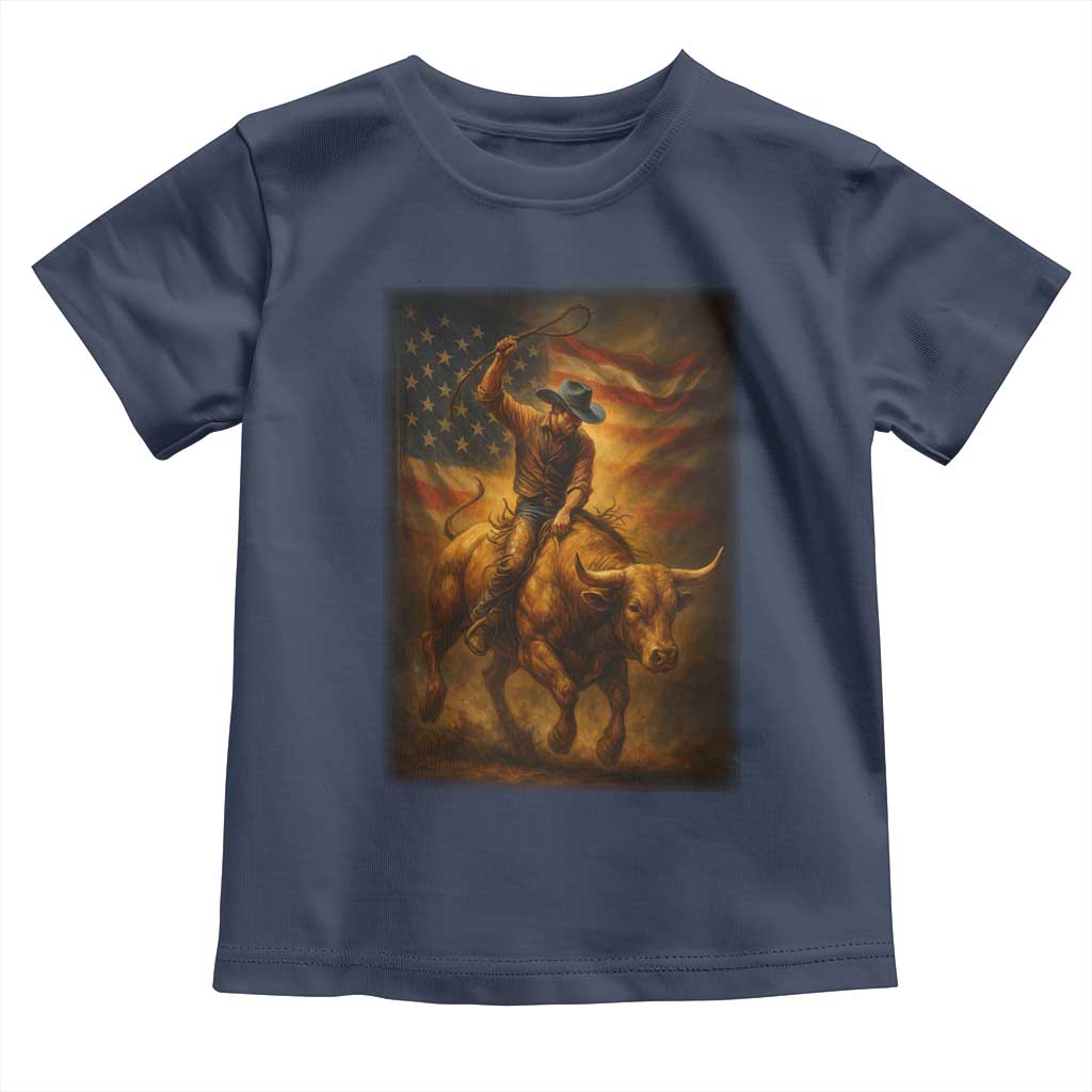 Patriotic Cowboy Toddler T Shirt American Bucking Bull Rider USA Rodeo Art - Wonder Print Shop