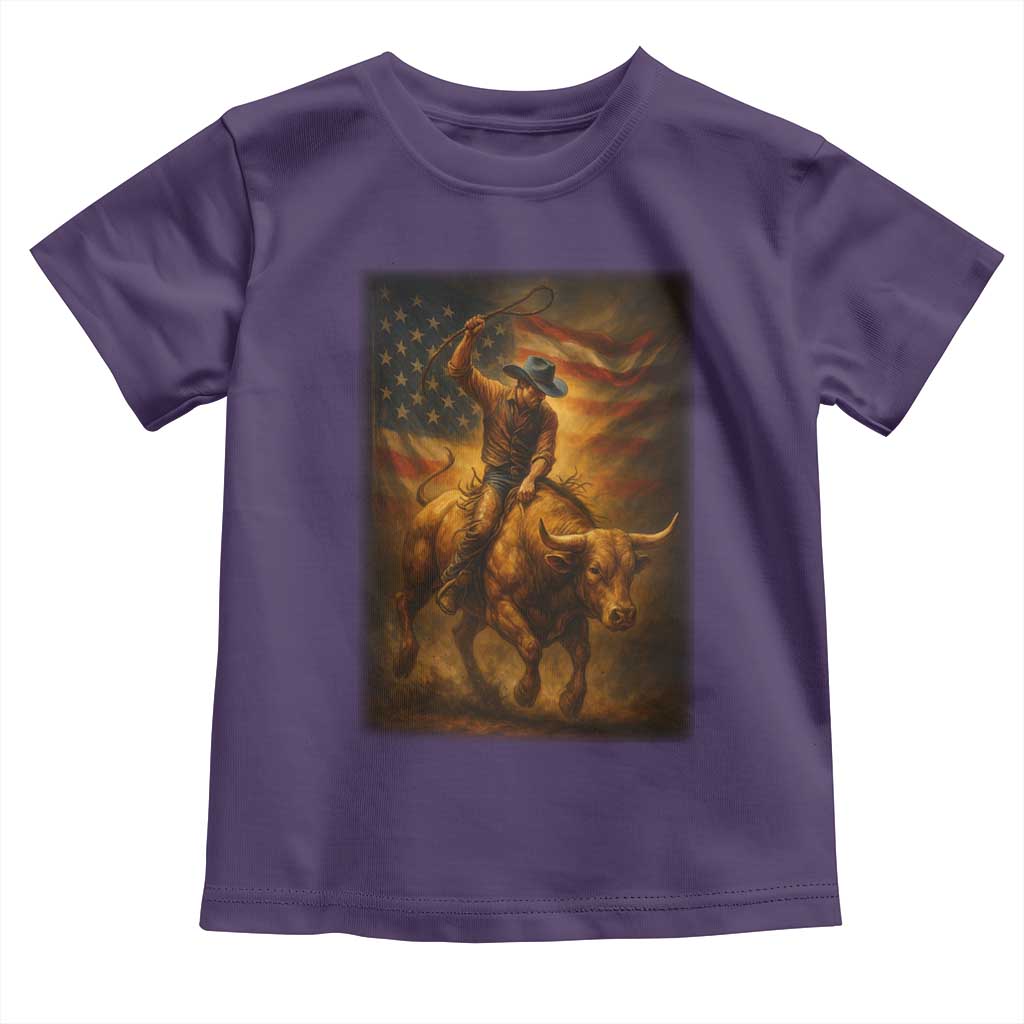 Patriotic Cowboy Toddler T Shirt American Bucking Bull Rider USA Rodeo Art - Wonder Print Shop