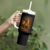 Patriotic Cowboy Tumbler With Handle American Bucking Bull Rider USA Rodeo Art
