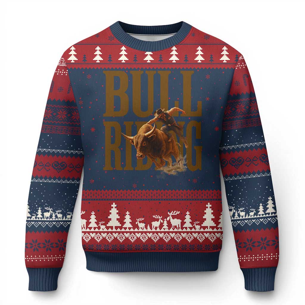 Bull Riding Cowboy Western Texas Rodeo Life Ugly Christmas Sweater - Wonder Print Shop