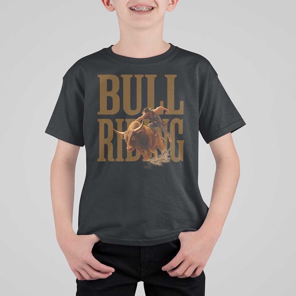 Bull Riding Cowboy Western Texas Rodeo Life T Shirt For Kid - Wonder Print Shop