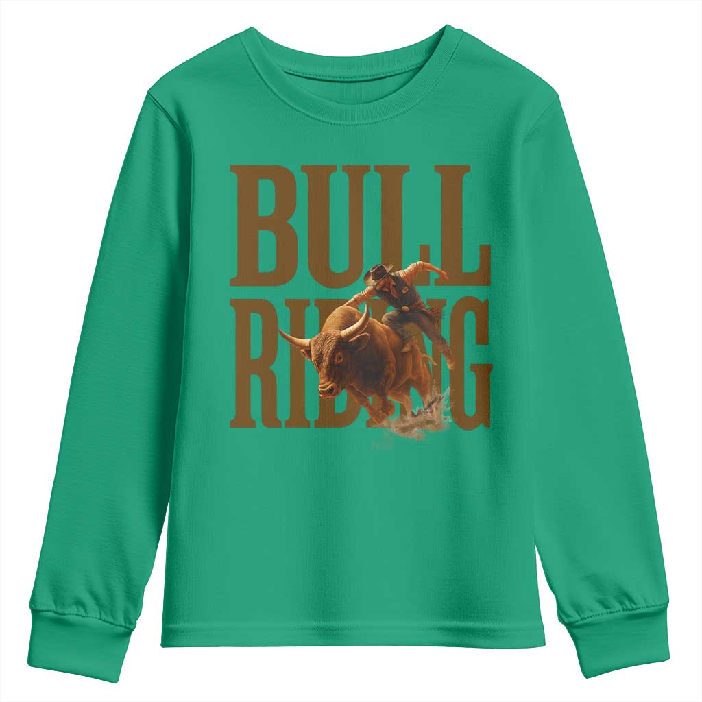 Bull Riding Cowboy Western Texas Rodeo Life Youth Sweatshirt - Wonder Print Shop