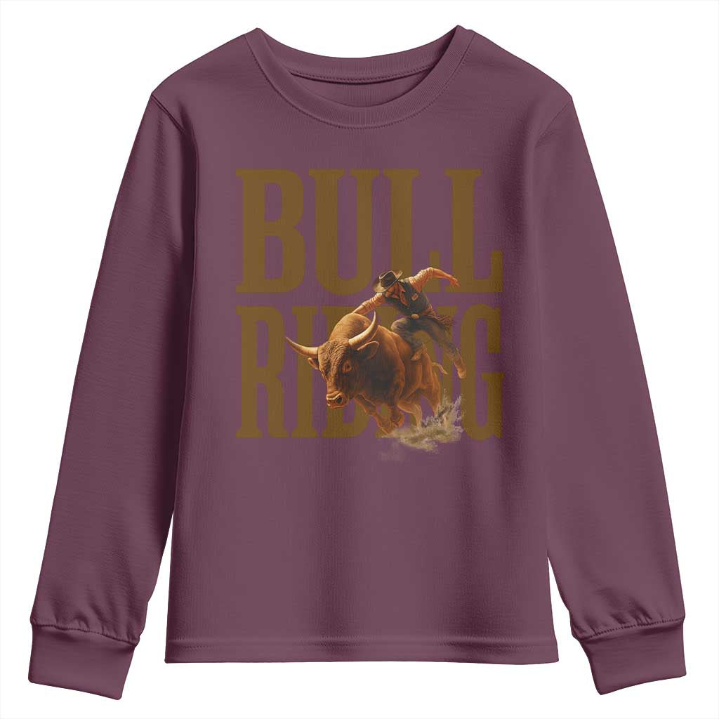Bull Riding Cowboy Western Texas Rodeo Life Youth Sweatshirt - Wonder Print Shop