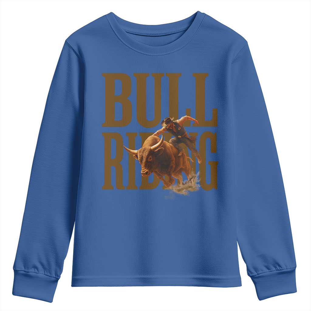 Bull Riding Cowboy Western Texas Rodeo Life Youth Sweatshirt - Wonder Print Shop