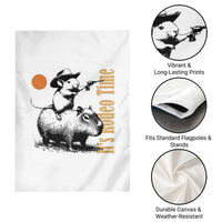 It Is Rodeo Time Garden Flag Funny Wild West Mouse Riding Capybara - Wonder Print Shop