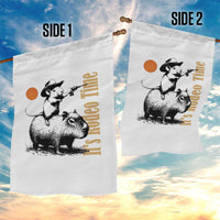It Is Rodeo Time Garden Flag Funny Wild West Mouse Riding Capybara - Wonder Print Shop