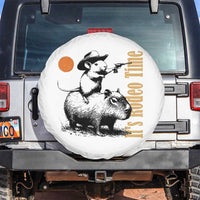 It Is Rodeo Time Spare Tire Cover Funny Wild West Mouse Riding Capybara - Wonder Print Shop