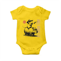 It Is Rodeo Time Baby Onesie Funny Wild West Mouse Riding Capybara - Wonder Print Shop