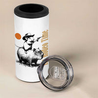 It Is Rodeo Time 4 in 1 Can Cooler Tumbler Funny Wild West Mouse Riding Capybara
