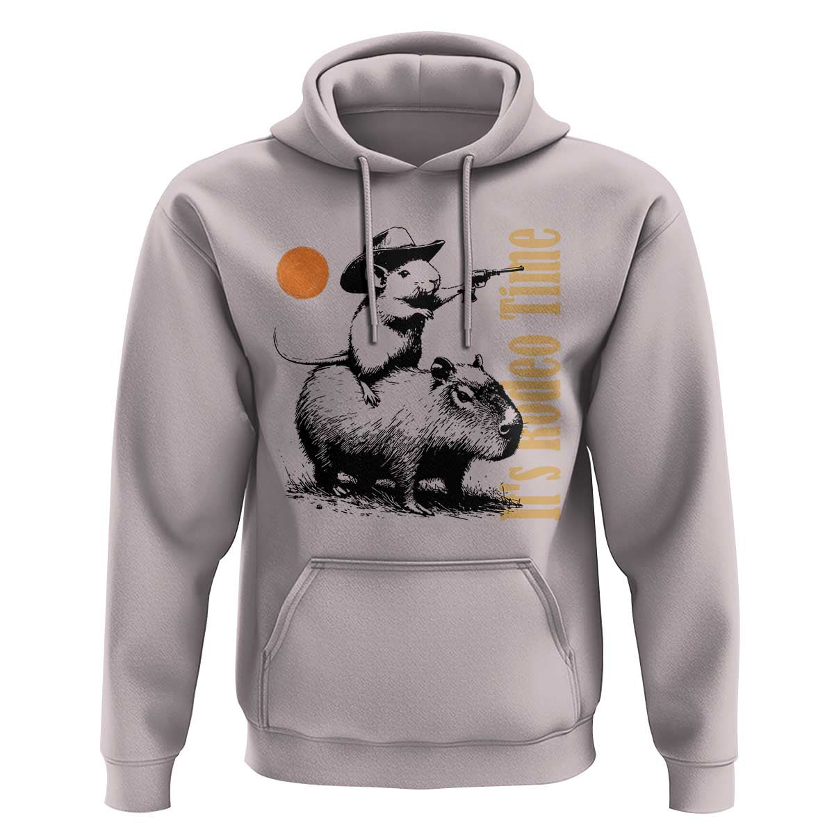 It Is Rodeo Time Hoodie Funny Wild West Mouse Riding Capybara - Wonder Print Shop
