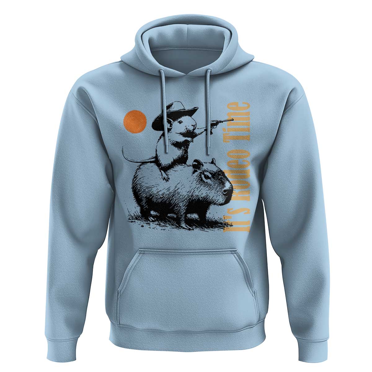 It Is Rodeo Time Hoodie Funny Wild West Mouse Riding Capybara - Wonder Print Shop