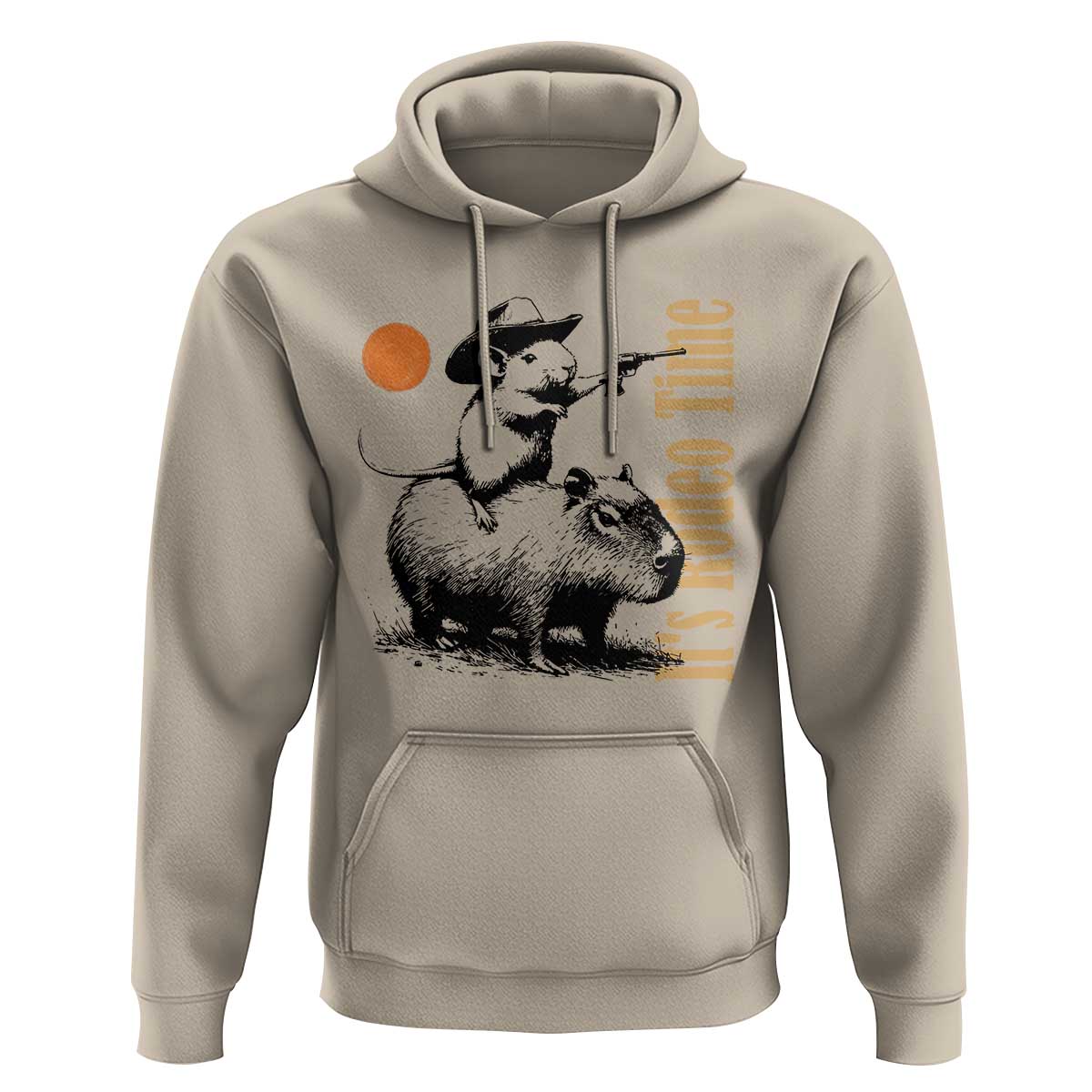 It Is Rodeo Time Hoodie Funny Wild West Mouse Riding Capybara - Wonder Print Shop