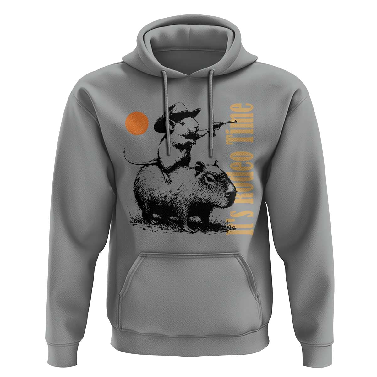 It Is Rodeo Time Hoodie Funny Wild West Mouse Riding Capybara - Wonder Print Shop