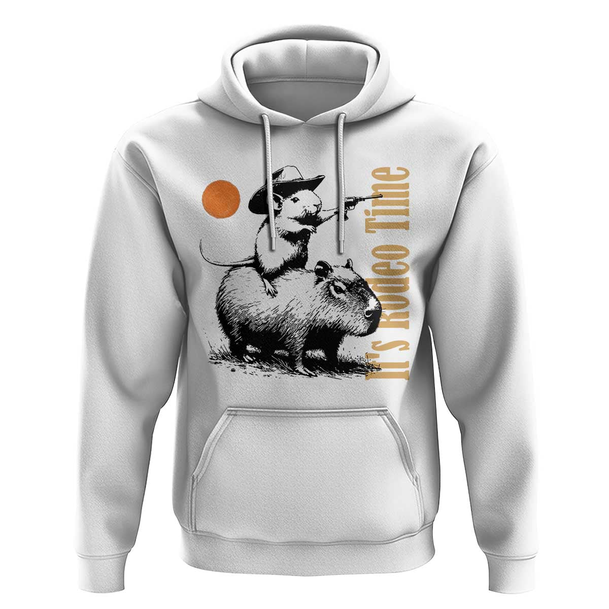 It Is Rodeo Time Hoodie Funny Wild West Mouse Riding Capybara - Wonder Print Shop