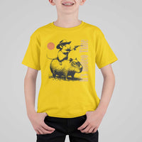 It Is Rodeo Time T Shirt For Kid Funny Wild West Mouse Riding Capybara - Wonder Print Shop