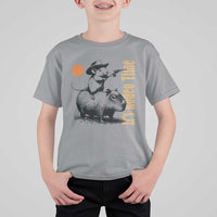 It Is Rodeo Time T Shirt For Kid Funny Wild West Mouse Riding Capybara - Wonder Print Shop