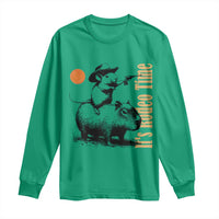 It Is Rodeo Time Long Sleeve Shirt Funny Wild West Mouse Riding Capybara - Wonder Print Shop