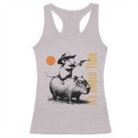 It Is Rodeo Time Racerback Tank Top Funny Wild West Mouse Riding Capybara - Wonder Print Shop