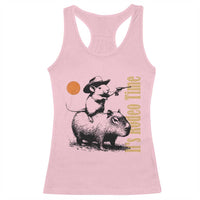 It Is Rodeo Time Racerback Tank Top Funny Wild West Mouse Riding Capybara - Wonder Print Shop