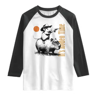 It Is Rodeo Time Raglan Shirt Funny Wild West Mouse Riding Capybara - Wonder Print Shop