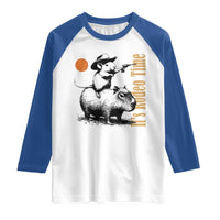 It Is Rodeo Time Raglan Shirt Funny Wild West Mouse Riding Capybara - Wonder Print Shop