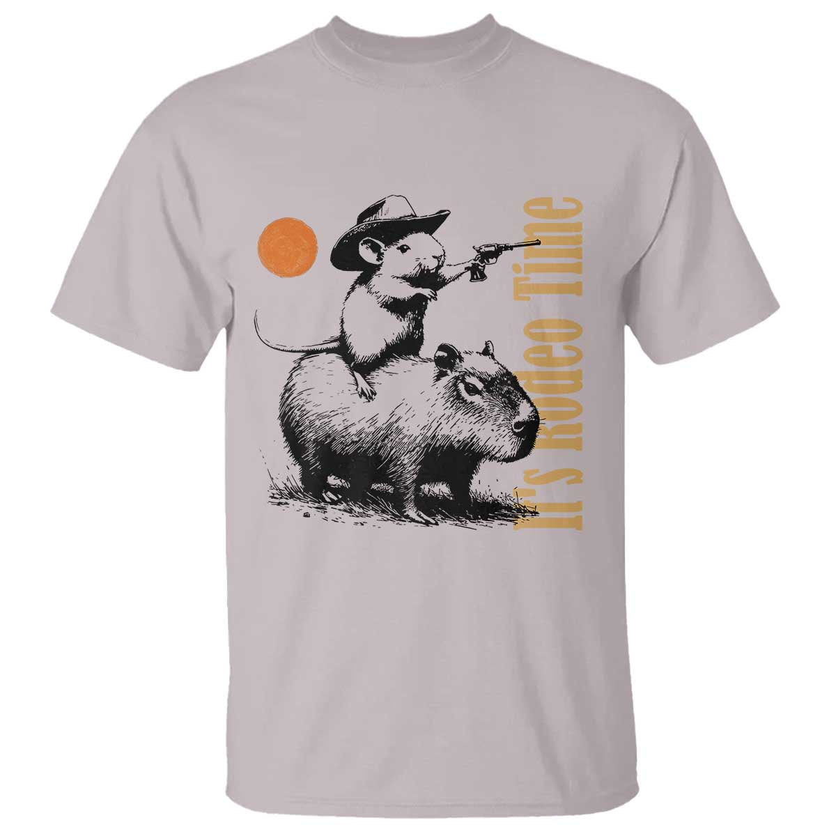 It Is Rodeo Time T Shirt Funny Wild West Mouse Riding Capybara - Wonder Print Shop